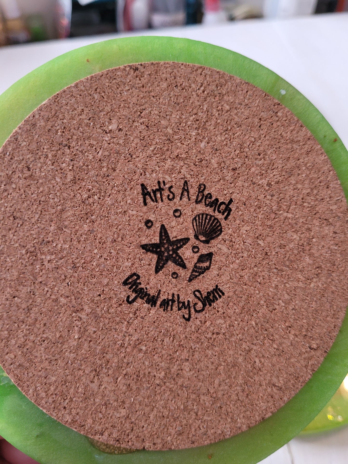 Lovely whimsical lime coasters, set of 4.
